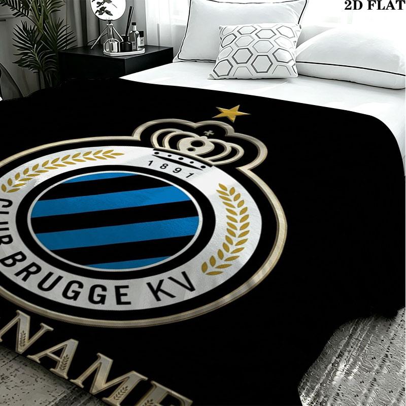 1PC Club Brugge KV Custom Name Patterned Flannel Blanket Suitable For All Seasons for Home Decor Warmth and Comfort Gifts Holiday Present