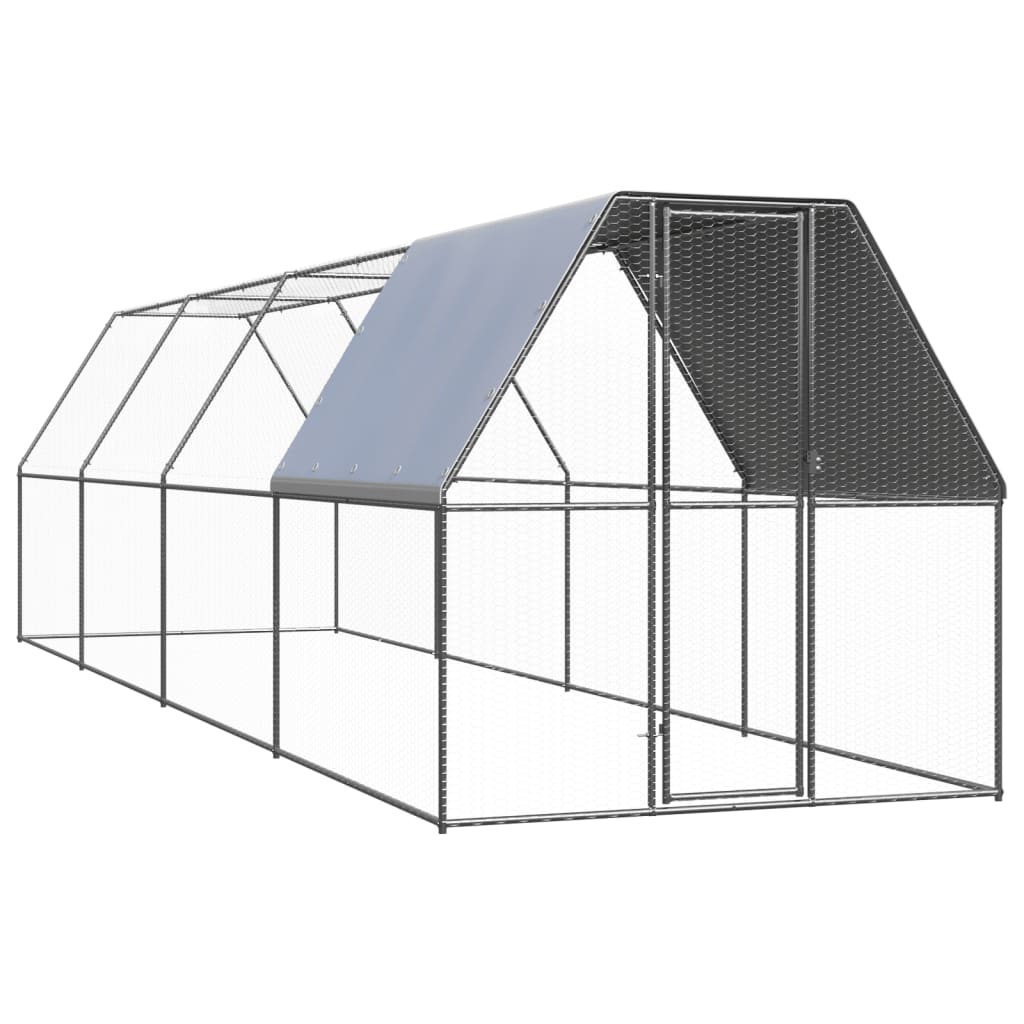 Vidaxl Gabbia Esterna Per Polli, 2X8X2 M, Acciaio Zincato
