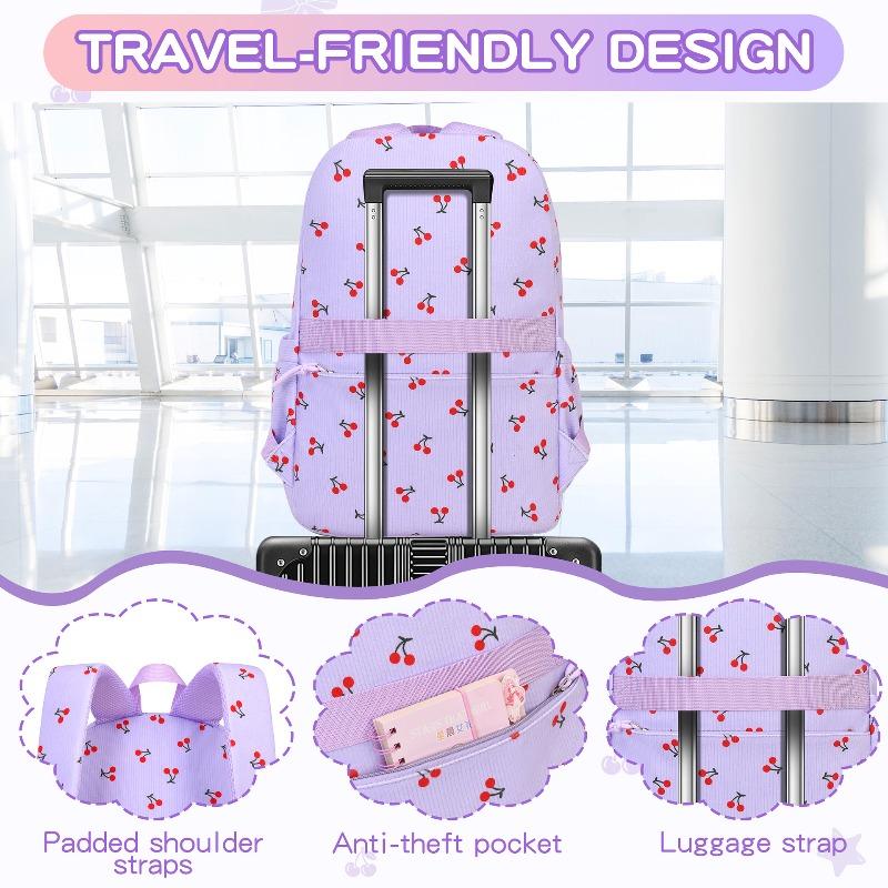 Set Zaino Scolastico in Velluto per Ragazze Adolescenti Zaino da Donna Patchwork con Fiocco alla Moda Zaino per Studenti Borsa per Libri Carina