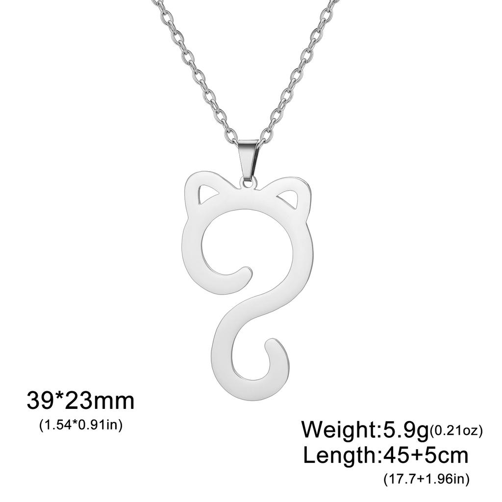 Cat Tail Pendant Necklace Stainless Steel Simple and Cute Cat Charm Women's Necklace Elegant Party Gift Jewelry