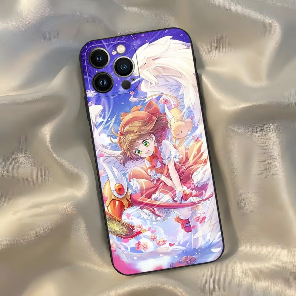 Anime Card Captor Sakuras Phone Case for Iphone 16 15 14 13 12 11 Pro Max Xr X Xs Mini 8 Plus SE 2022 Black Soft Silicone Cover