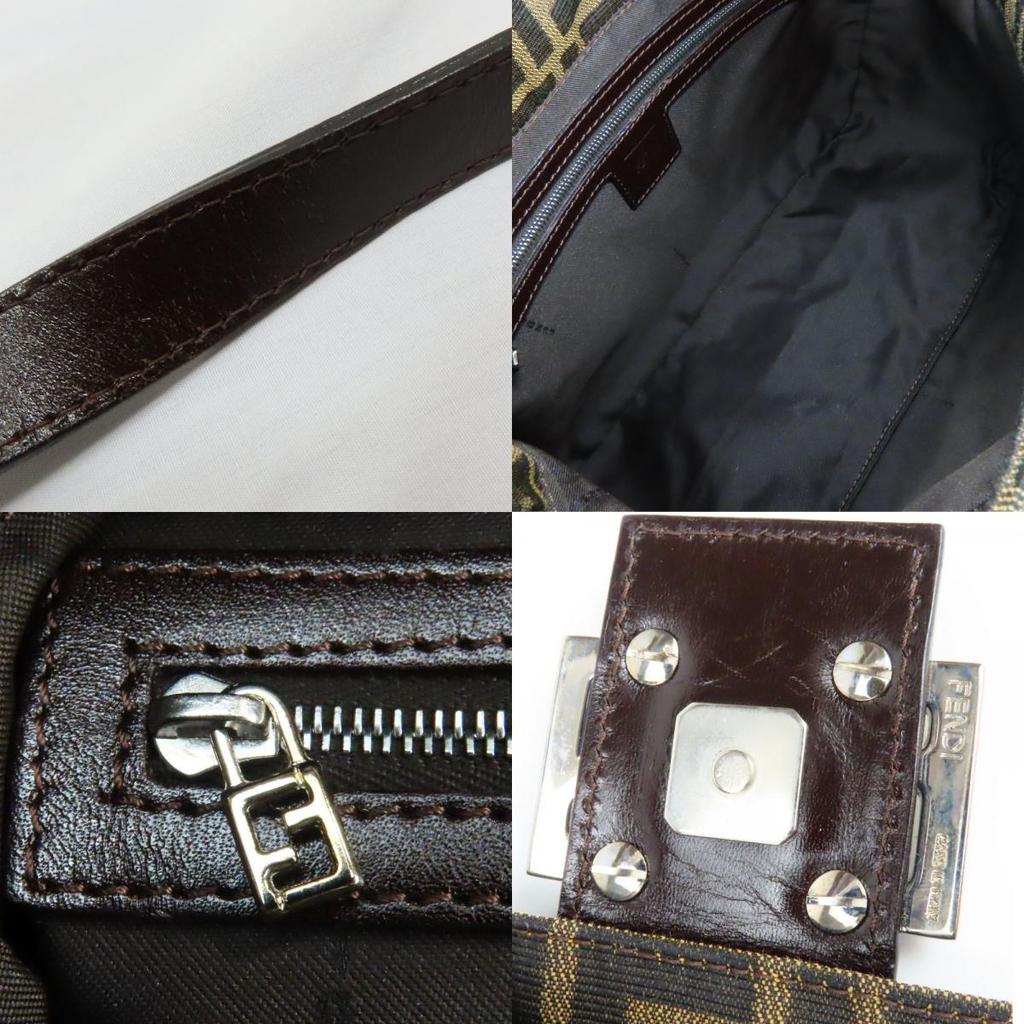 Used FENDI Shoulder Bag Mamma bucket 26325 canvas/leather Brown black Zucca