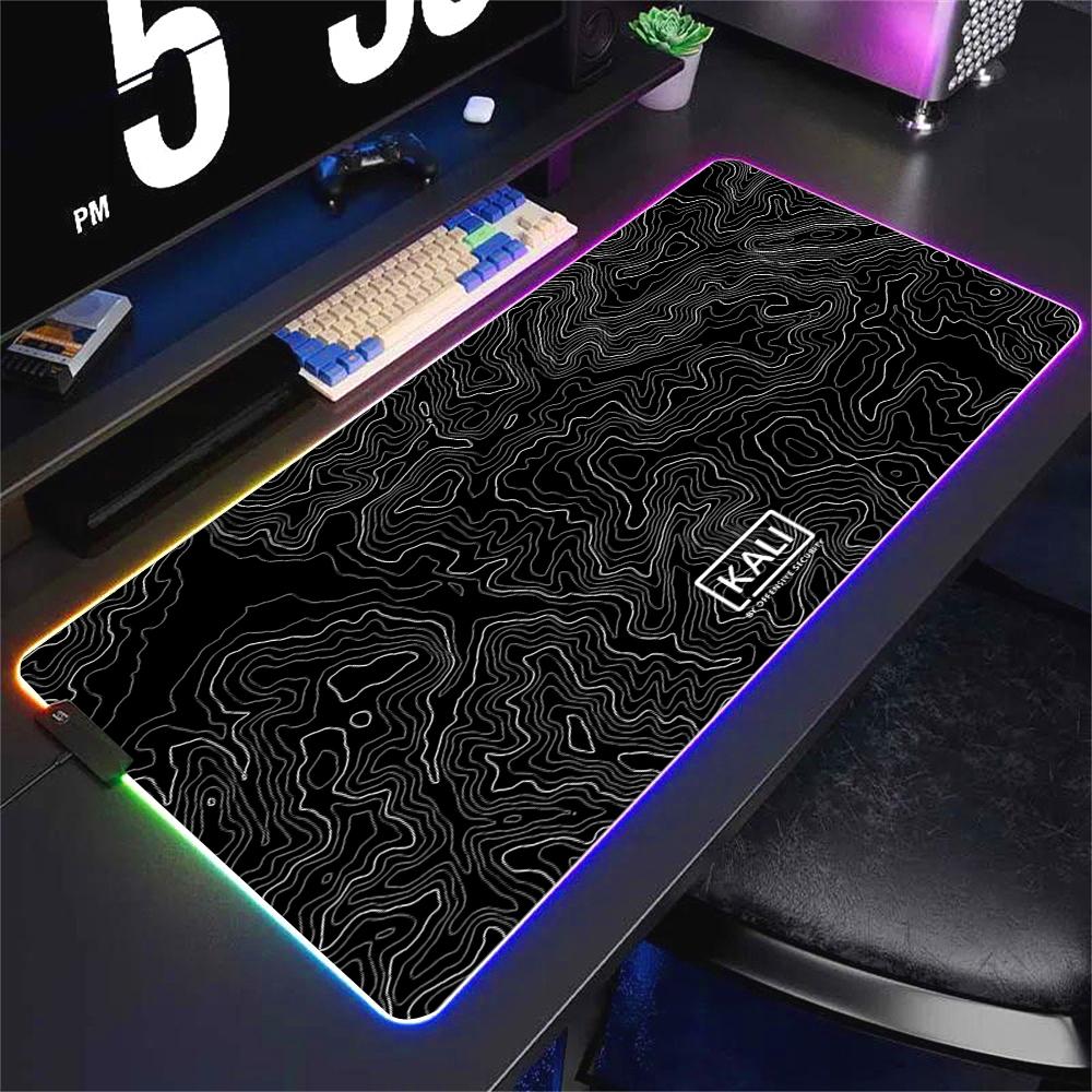 Deskmat Kali Linux Xxl Mouse Pad Gamer Rgb Pc Cabinet Gaming Accessories Keyboard Mousepad Anime Carpet Mats Large Computer Mat