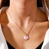 Originelle Rosa Blaue Emaille Muschel Fächer Anhänger Halsketten Goldfarbene Kette Choker Halskette für Damen Sommer Strandparty Schmuck