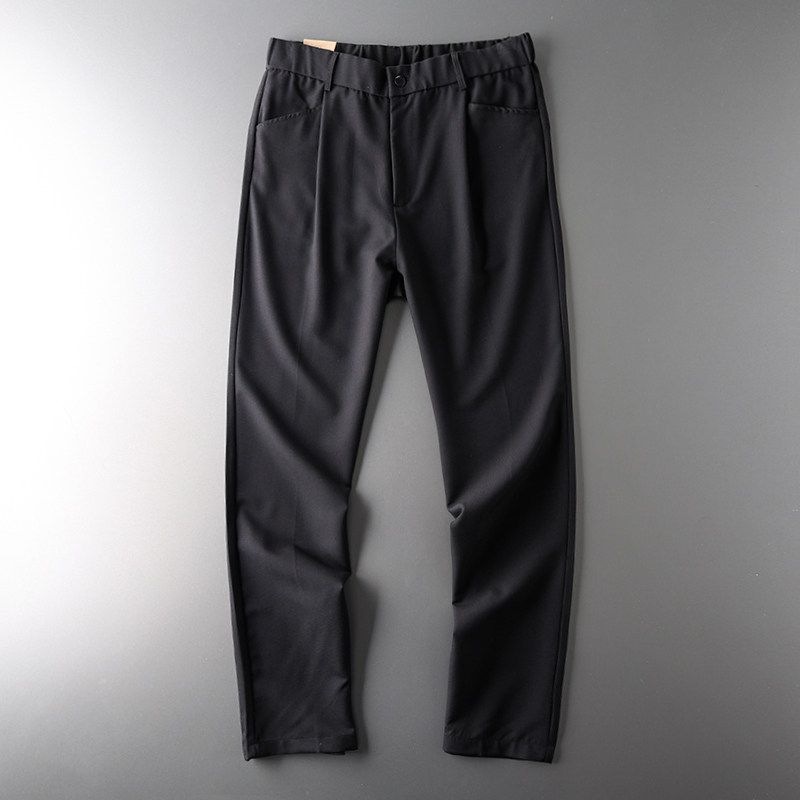 Export Tail Single Cut Label Drape Suit Pants Men s Loose Straight-leg Summer Thin Cropped Pants Export Men s Casual Pants Black XL