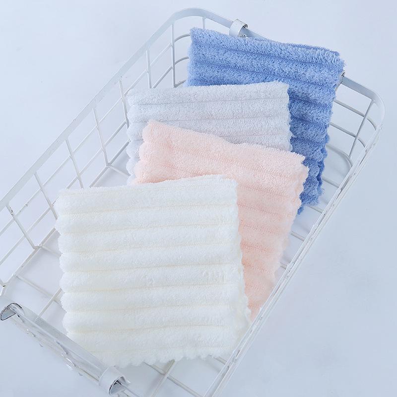 Candy Stripe Coral Fleece Absorbent Face Towel - Lint-Free Souvenir Gift, Ideal for Douyin & Kuaishou Live Streams. Small Square Towel.