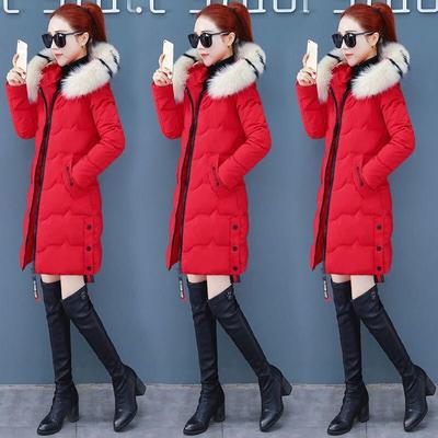 Ropa acolchada de algodón de largo medio para mujer, chaqueta de cintura coreana, abrigo hasta la rodilla, invierno