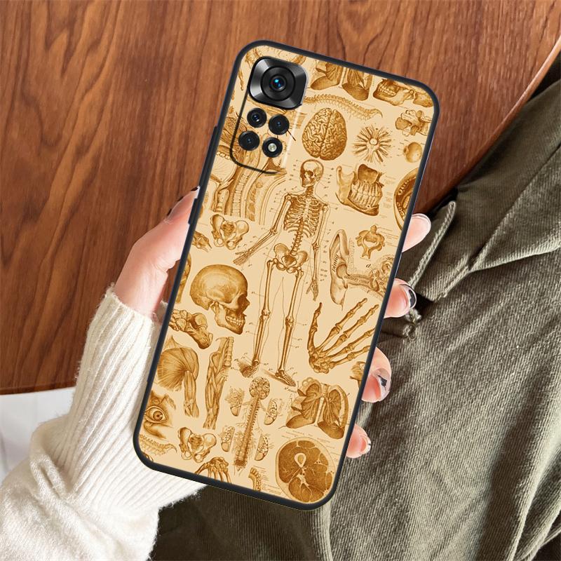 Medical Skeleton Anatomy Case For Xiaomi Redmi Note 13 14 Pro 12 11 10 15 Pro Plus Redmi 15 C 13 10C 12C 13C 14C Cover