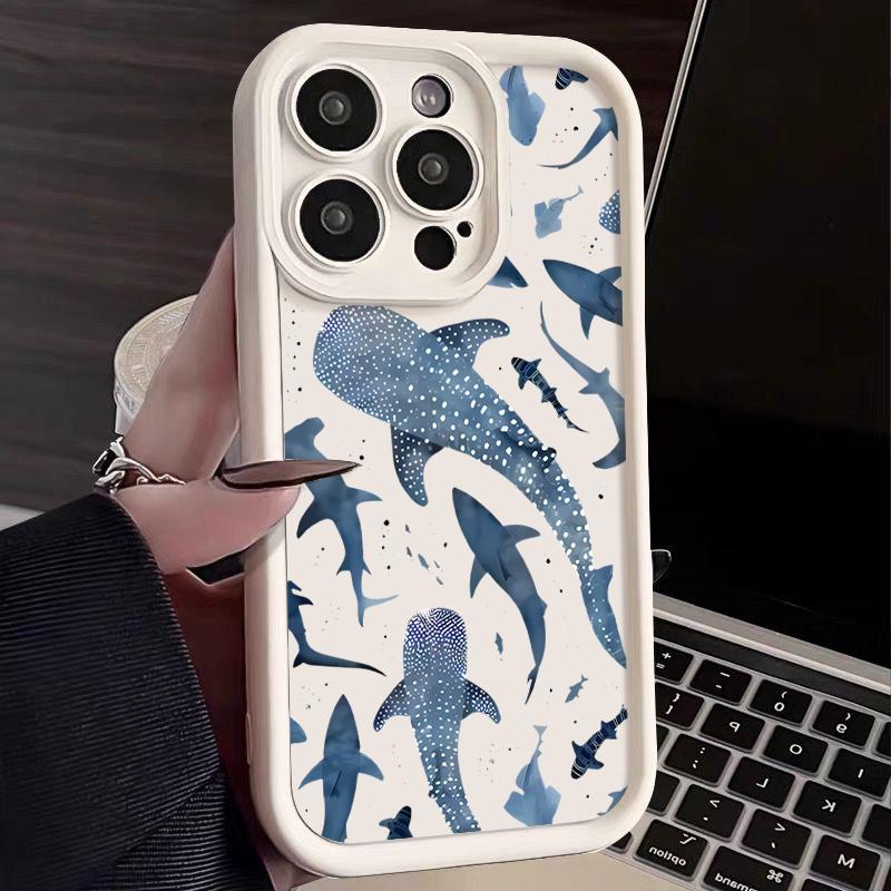 

Для iPhone 16 Pro Max 16E 15 14 Pro 13 12 11 чехол с принтом китового дерева, противоударный мягкий защитный чехол для линз из ТПУ с матовым покрытием iPhone 16 бежевый/белый