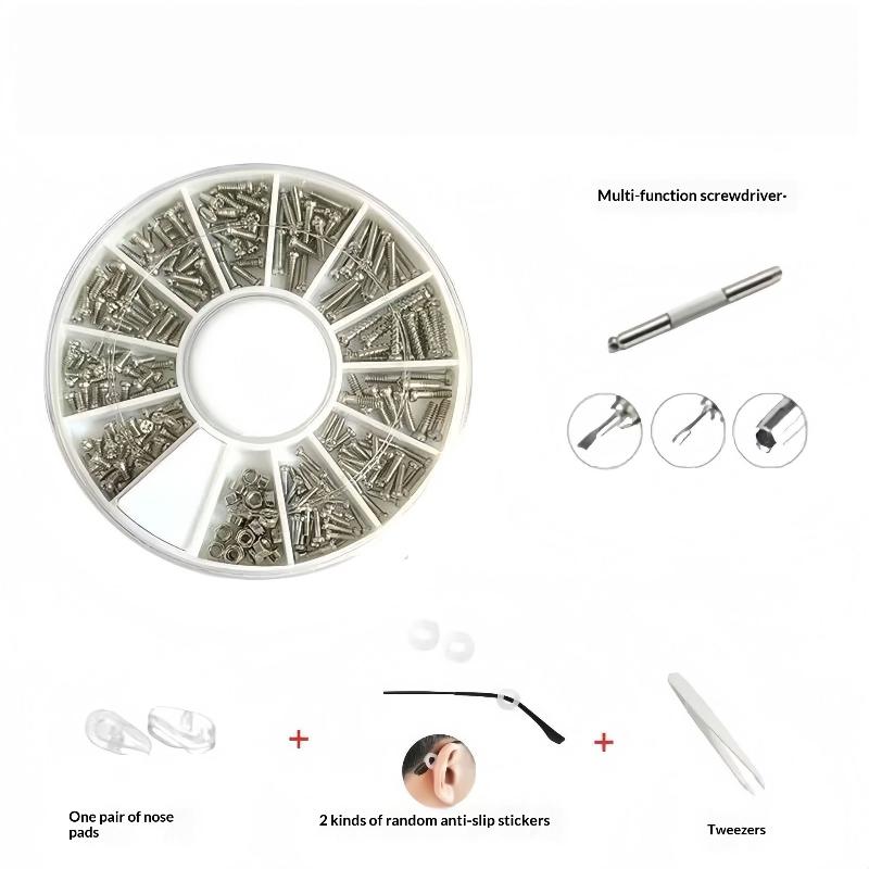 1 Set Mini Precision Screwdriver Eyeglasses Repair Kit With Screws And Soft Nose Pads For Reading Glasses