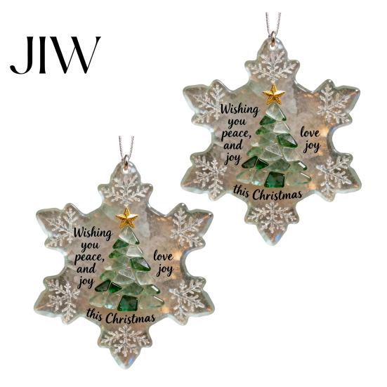 Festive Snowflake Decorations Snowflake-Shaped Sea Glass Christmas Tree Ornaments Coastal Inspired Winter Wonderland Seaglass Keepsake for Hanging
