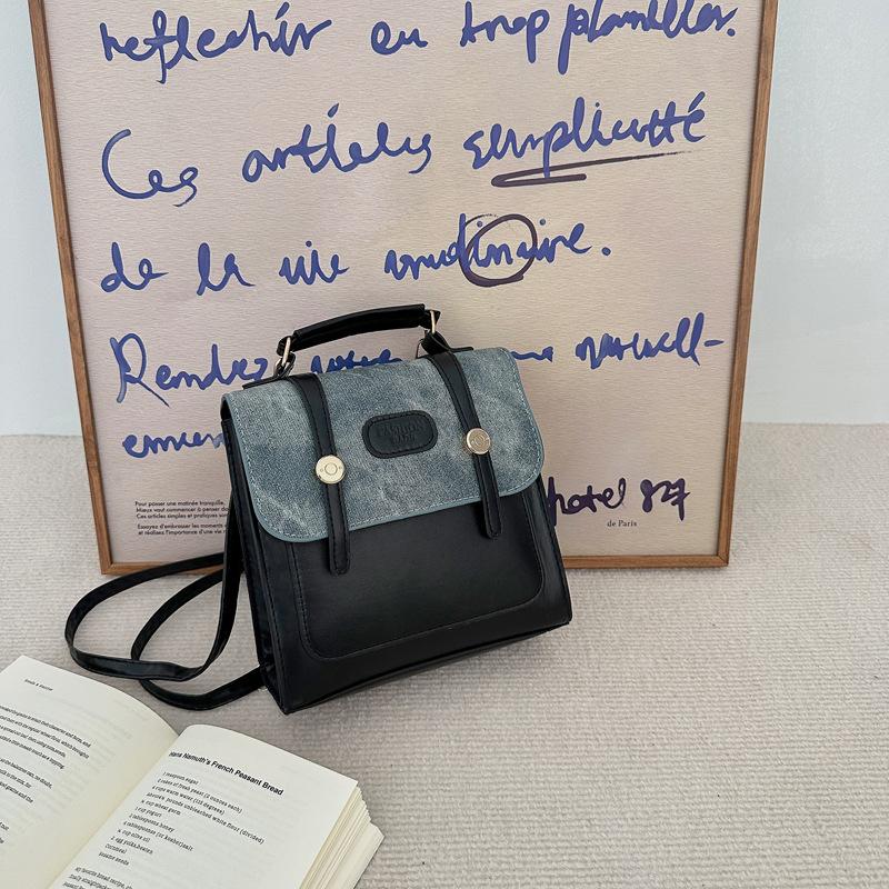 

2024 новый ретро маленький рюкзак женский осенний прилив корейская версия повседневного модного студенческого многофункционального портативного рюкзака чёрный