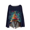 Ladies' Fashionable Casual Long Sleeved Christmas Printed Round Neck Knitted Yarn