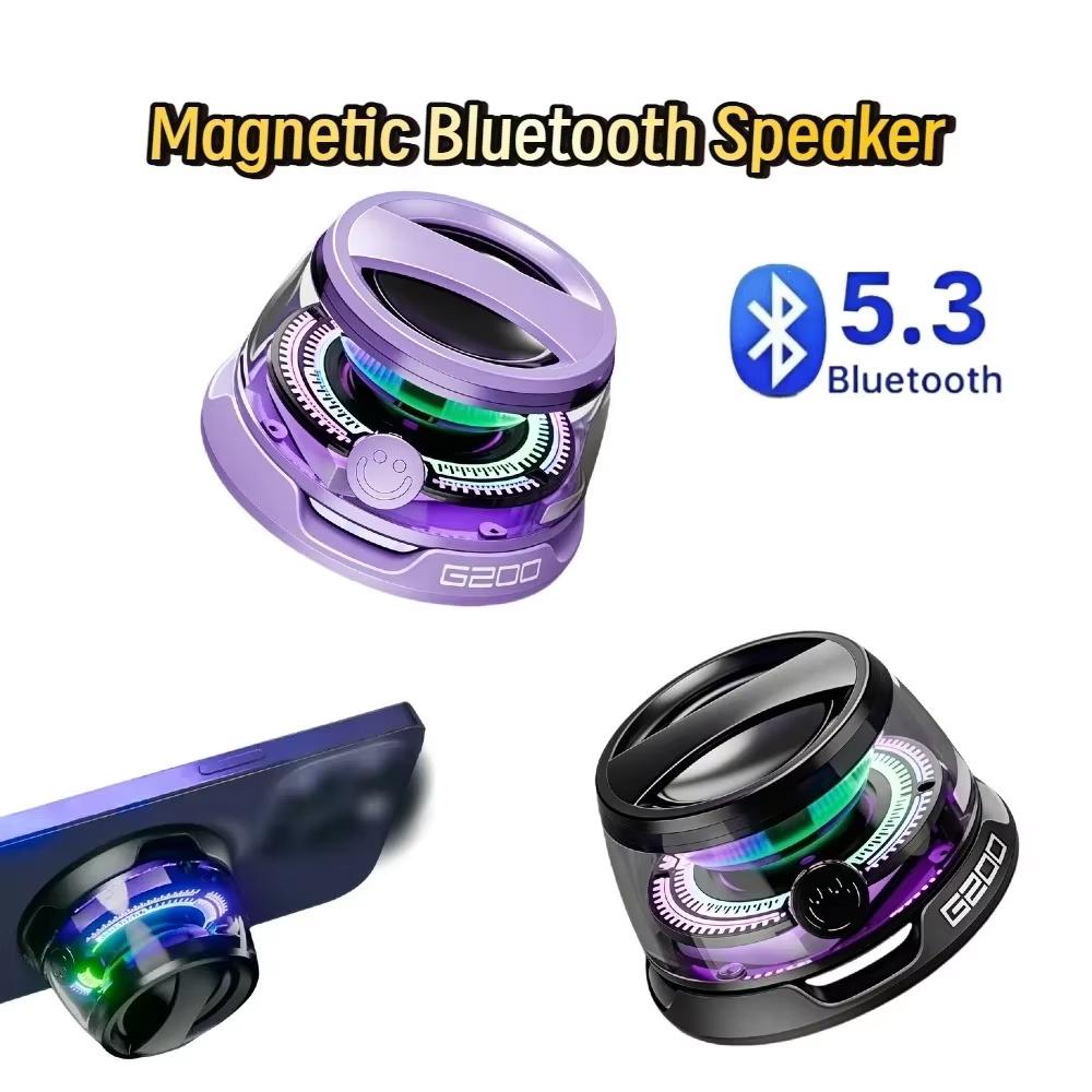 Meiteai-Earphones Black G200 Magnetic Portable Bluetooth Speaker Mini Wireless Portable Water Proof Sound Box Bluetooth 5.3 Multifunctional Rgb Speaker
