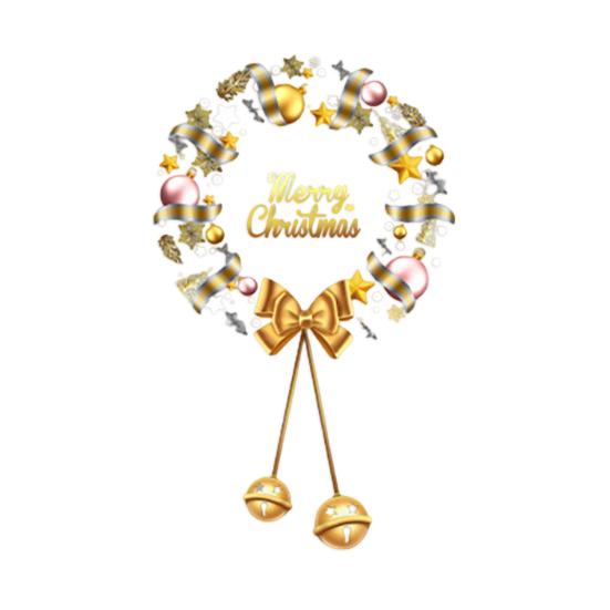 Yousheng Christmas Window Clings Large Christmas Wreath Decals with Bow Bells Balls Xmas Static Stickers for Glass Holiday Home Office Stores Decor
