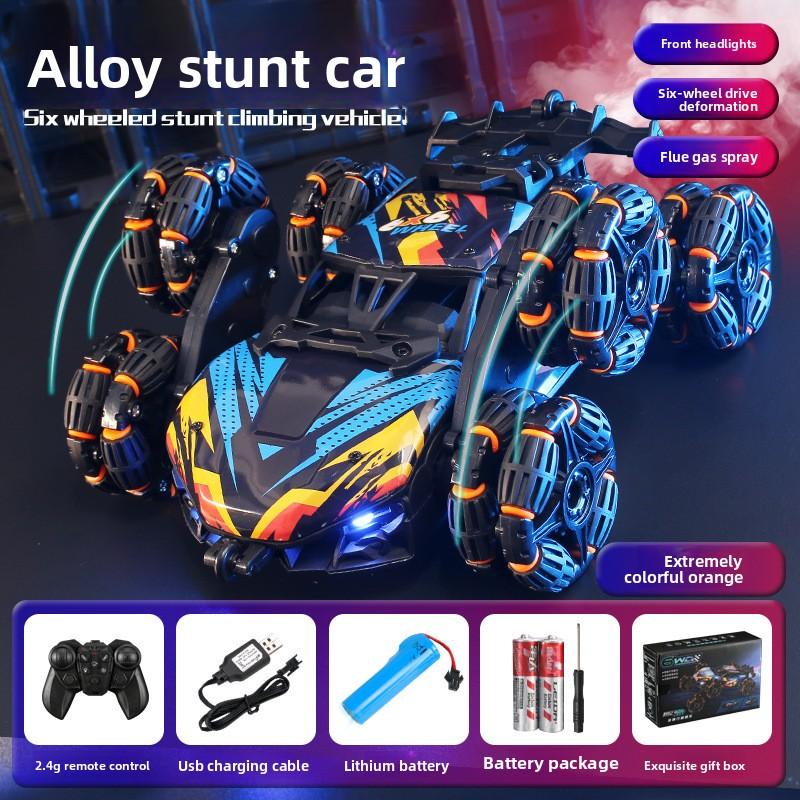 

Remote Control Car for Boys: 6-Wheel Transforming Dump Truck w/ Stunt, Light Spray, Off-Road - Perfect Birthday Gift Toy