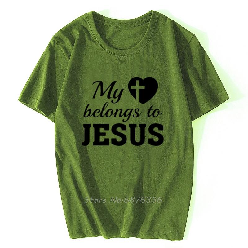 Summer Printed Jesus Saved My Life T Shirts I Belong To Jesus Tshirts Cotton Short Sleeve Christ Religion Christian Faith Tops