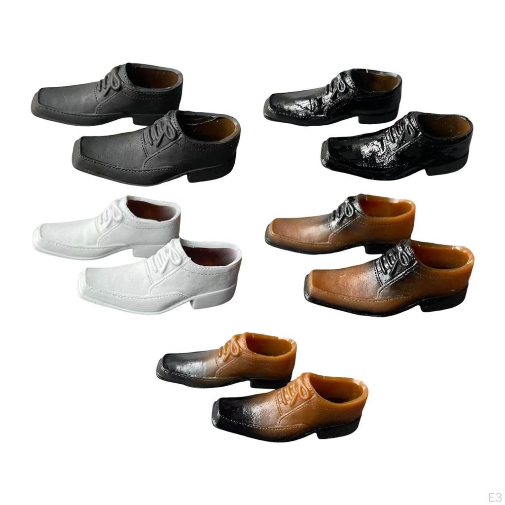 1/6 Scale Dress Shoes Miniature Figure Costume Accessory Retro Cosplay Stylish Formal Lace up