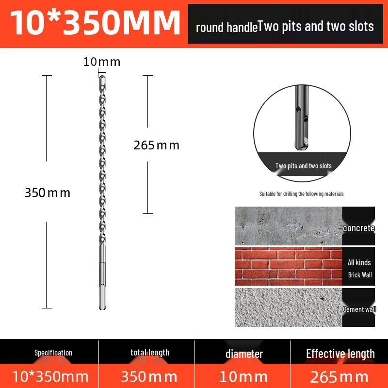 Blue Sheng High-Impact Hammer Drill Bit, Round/Square Shank for Concrete Wall Penetration, Electric Hammer, High Hardness