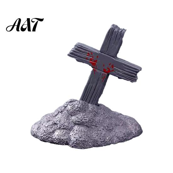 Secret Room Micro Scenery Halloween Miniature Resin Ornaments, Landscape Desktop Decor, Horror Ghost Tombstone Figures Scene Accessories for Fish Tank