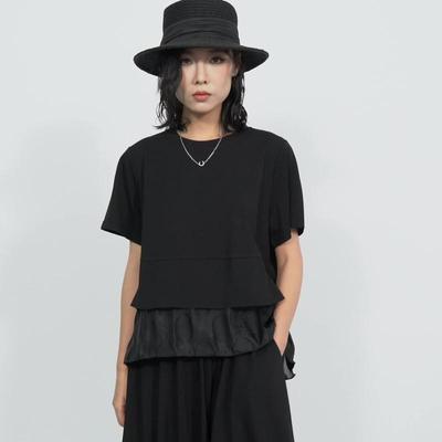 Kort mouw oversized zwart vintage Casual losse zomer t-shirt tops Dames t-shirt