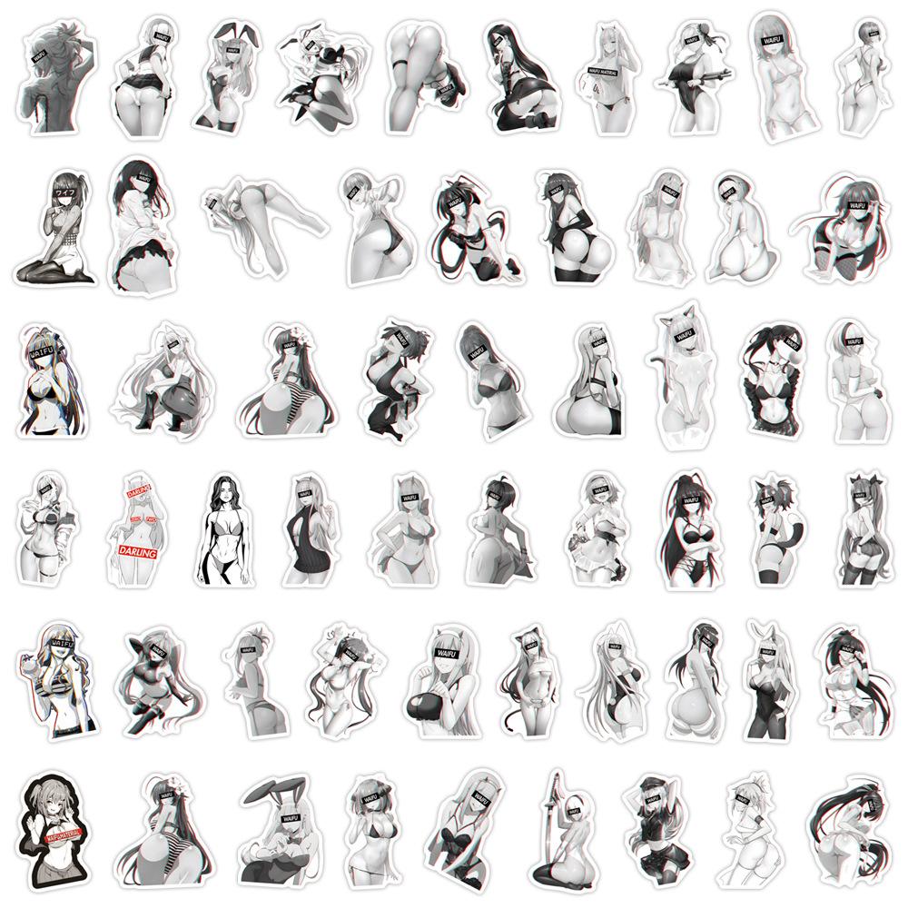 110 Sexy WAIFU Girls Doodle Stickers Decorative Skateboard Suitcase Waterproof Stickers