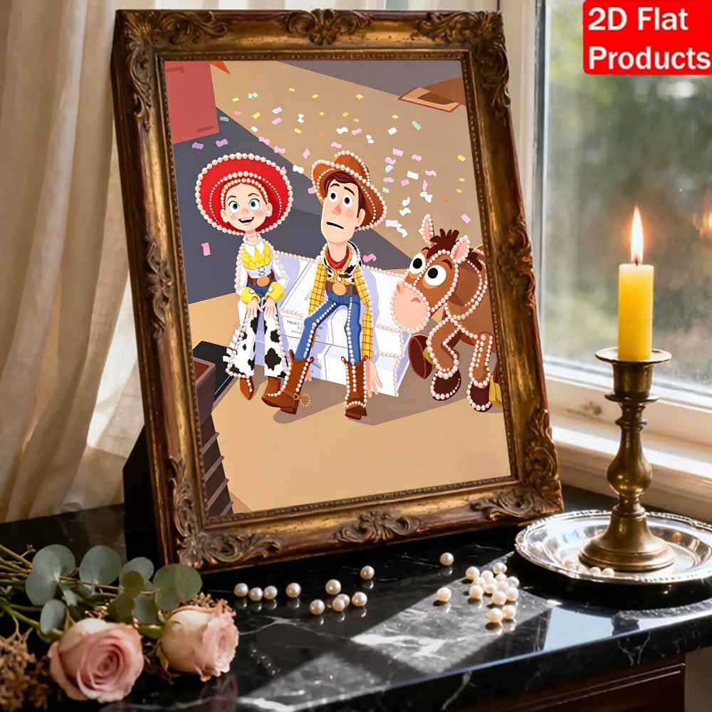 Disney Pearl Painting Toy Story Woody, Trish and Hearts Handmade diy Pearl Gemstone Painting Pictures Crafts Special Shape Home Wall Decoration
