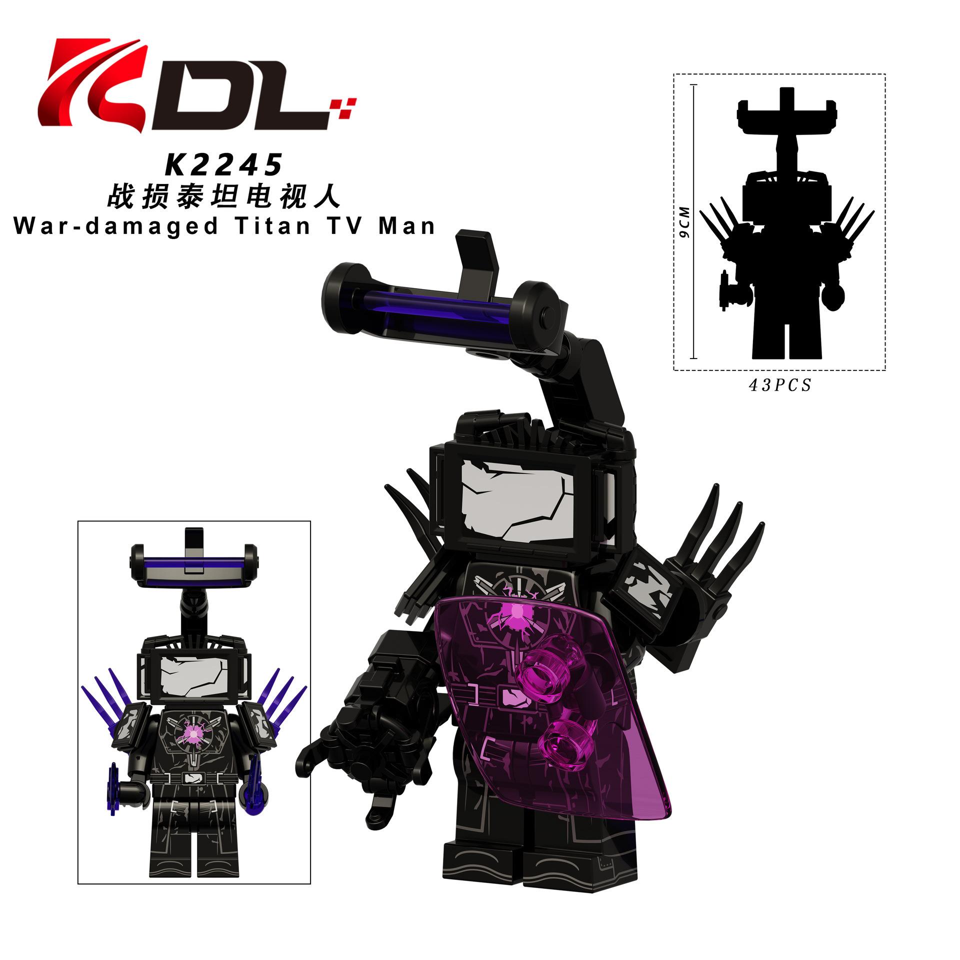 Novo KDL DJ Upgrade Figuras Homem-Banheiro Skibidi Danificado pela Guerra Blocos de Montar Anime Brinquedos TvMan Titã Peças de Montar Modelo de Brinquedo Para Presente de Aniversário de Criança black