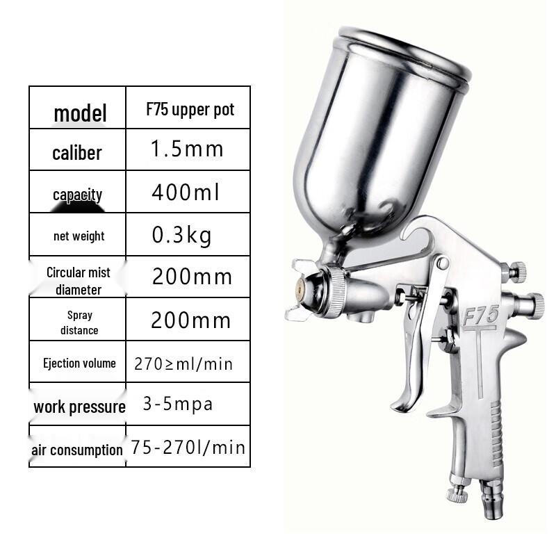 Pneumatic Paint Spray Gun with 750cc Top Cup