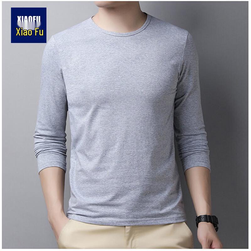 Men s Solid Color Long-Sleeve Round Neck Top L