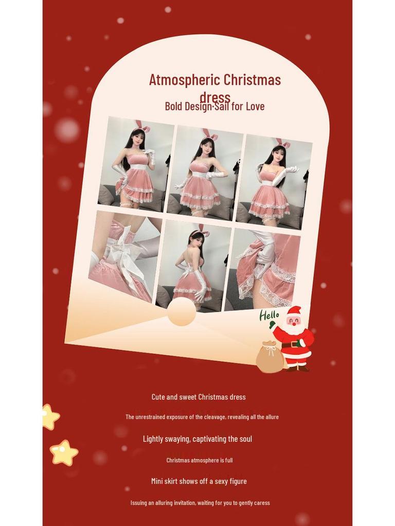 2025 Temptation Lingerie Bunny Girl Christmas Cosplay Set for Women