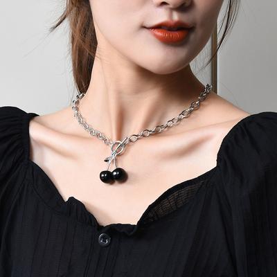 Cherry Necklace Women'S Autumn And Winter Collarbone Chain Ktv Frigid Wind Short Sweater Chain Titanium Steel Necklace Tide
