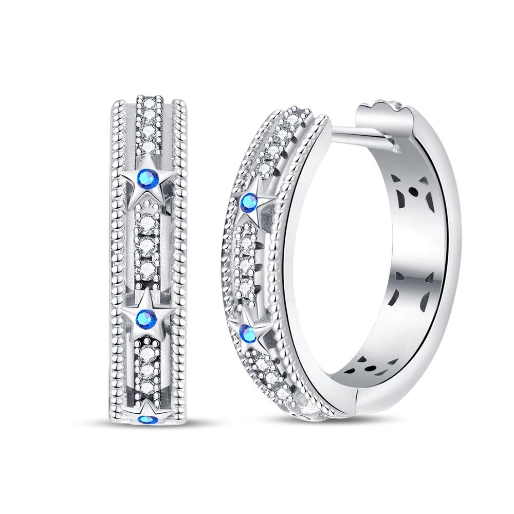 Classic Copper Color Simple Double Round Circle Black Zircon Ear Clip Pave Setting CZ Hoop Earrings for Women & Men Zircon Gift