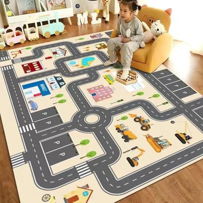 Modern Road Traffic Carpet for Living Room Kids Play Clmbing Floor Mat Route Map Area Rug Bedroom Bedside Sofa Table Doormat