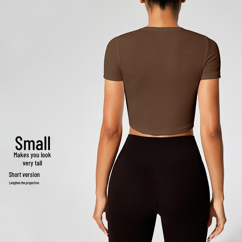 Women's Seamless Sports Top: Breathable, Short Sleeve Yoga and Running T-Shirt for Summer Fitness