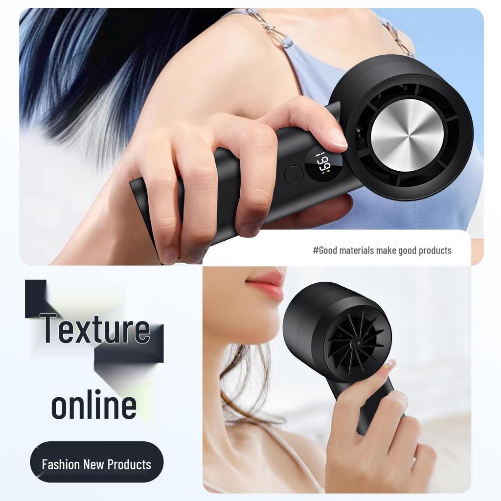 T100S High-Speed Handheld USB Rechargeable Mini Fan with Digital Display and 199 Turbo Levels for Outdoor Use