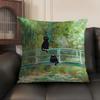 Black Cat Oil Painting Cushion Cover Summer Breathable Linen Organic Fabric Double-Sided Printing Sofa Pillow Case Home Decor