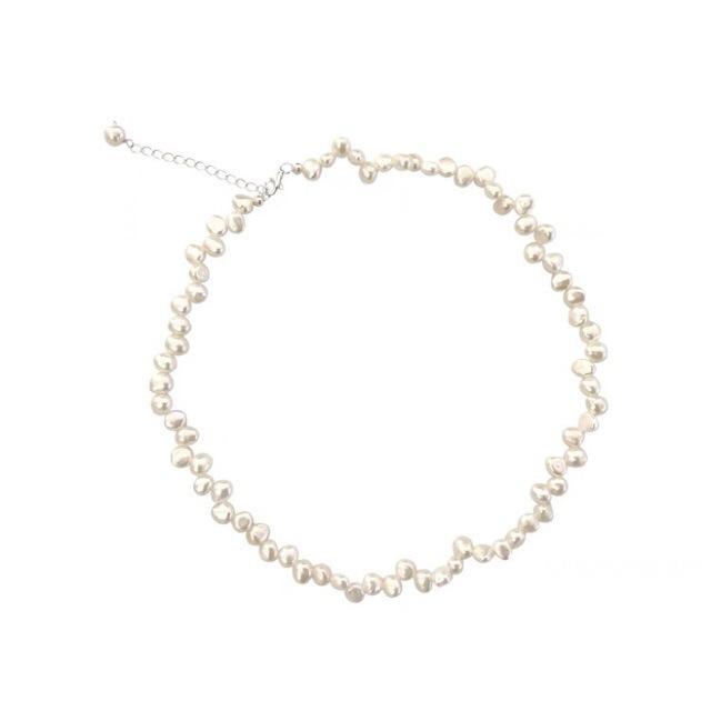 Natural Baroque freshwater pearl petal necklace women's s911 sterling silver high-end light luxury niche temperament collarbone chain