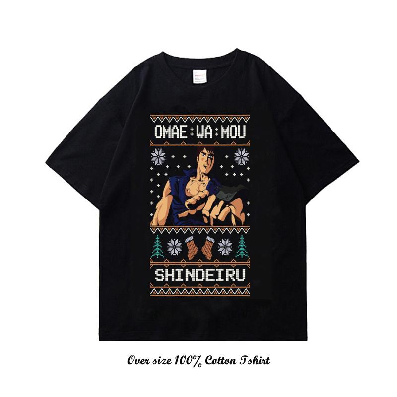 Pěst Hvězdy Severu Černé Hip-Hopové Harajuku Streetwearové Tričko s Potiskem Japonského Anime Bavlněné Ležérní Tričko Letní s Krátkým Rukávem