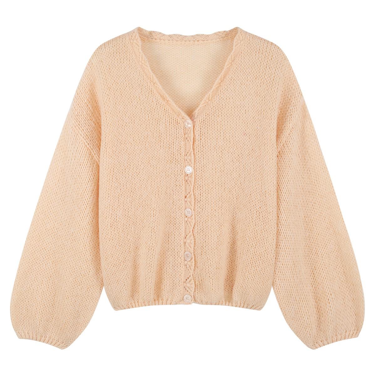 

Autumn 2026 Women s Solid Color Long Sleeve Cardigan - European & American Style Pleated Loose Knitwear 4XL