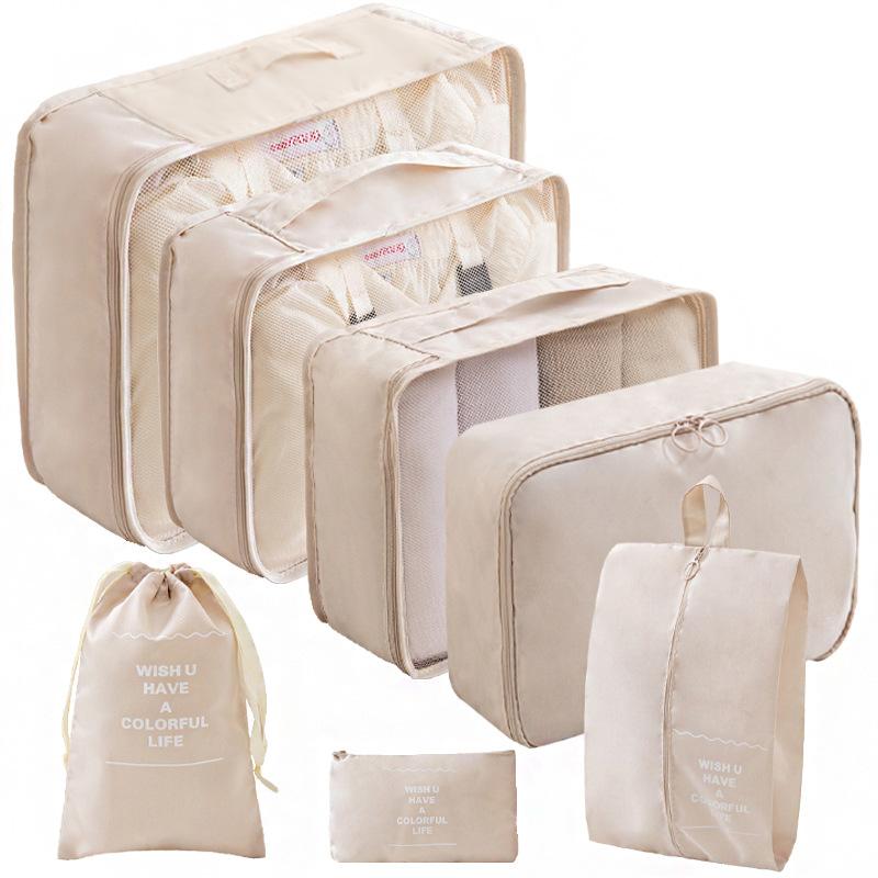10/7 Pcs Set Travel Organizer Storage Bags Suitcase Packing Cubes Cases Portable Wardrobe Luggage Clothes Shoe Pouch Fold