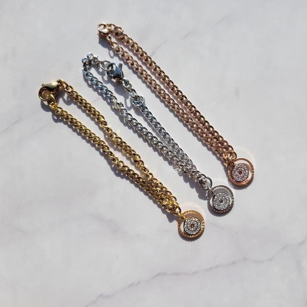 [Blossom Steel] Surgical Steel Cubic One Pendant Women's Bracelet (S8083679)