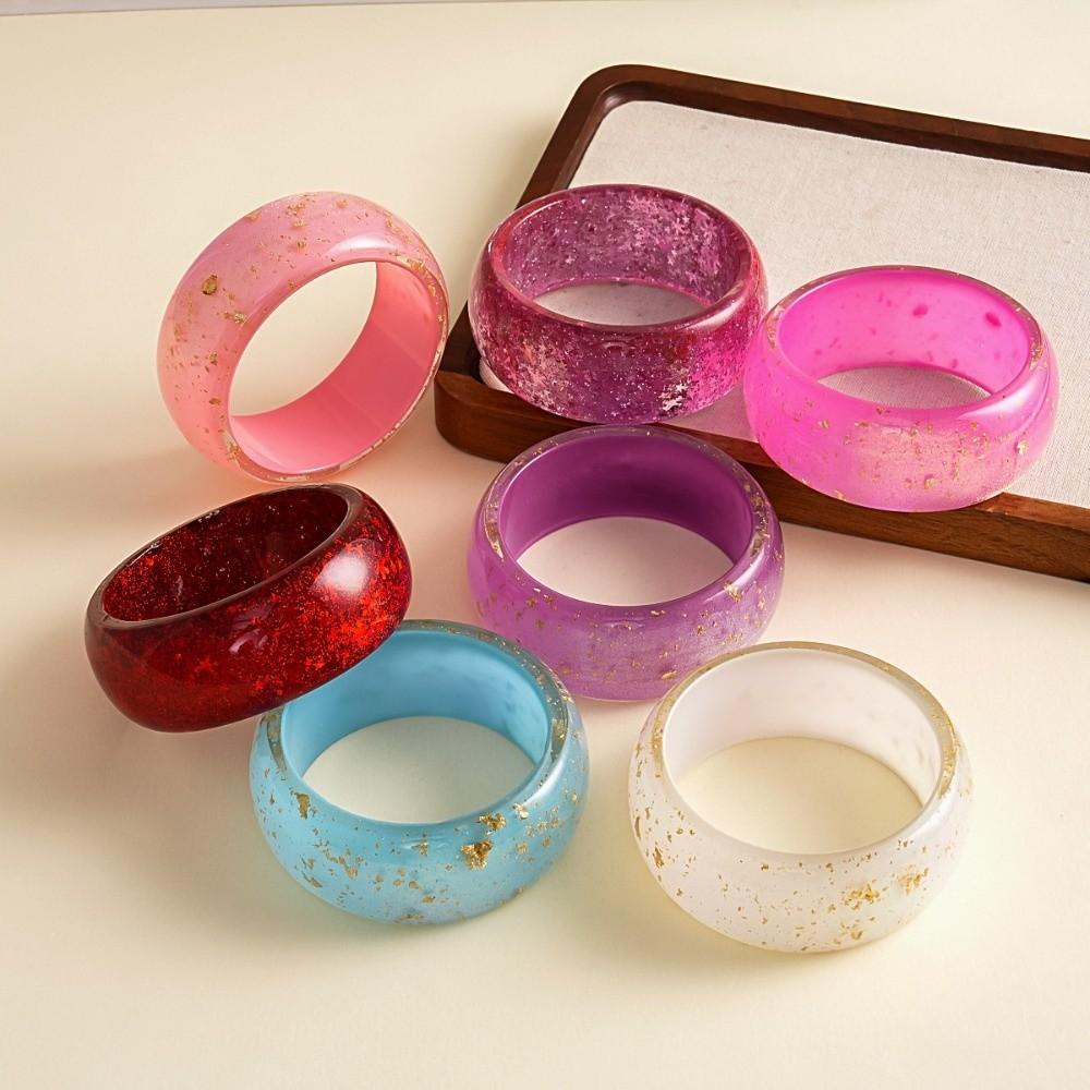Resin Aurora Dopamine Bangle Smudging Retro Hand Ring Personality Women Wide Bracelet Gift
