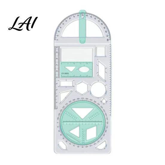 Portable Desk Accessories Multifunctional Geometric Drawing Ruler Thickened Transparent Plastic Template Safe Measurement Aid for Students