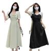 Plus Size Hepburn-style Dress, Summer New French Bow Patchwork with Plus-size A-line Mid-length Skirt