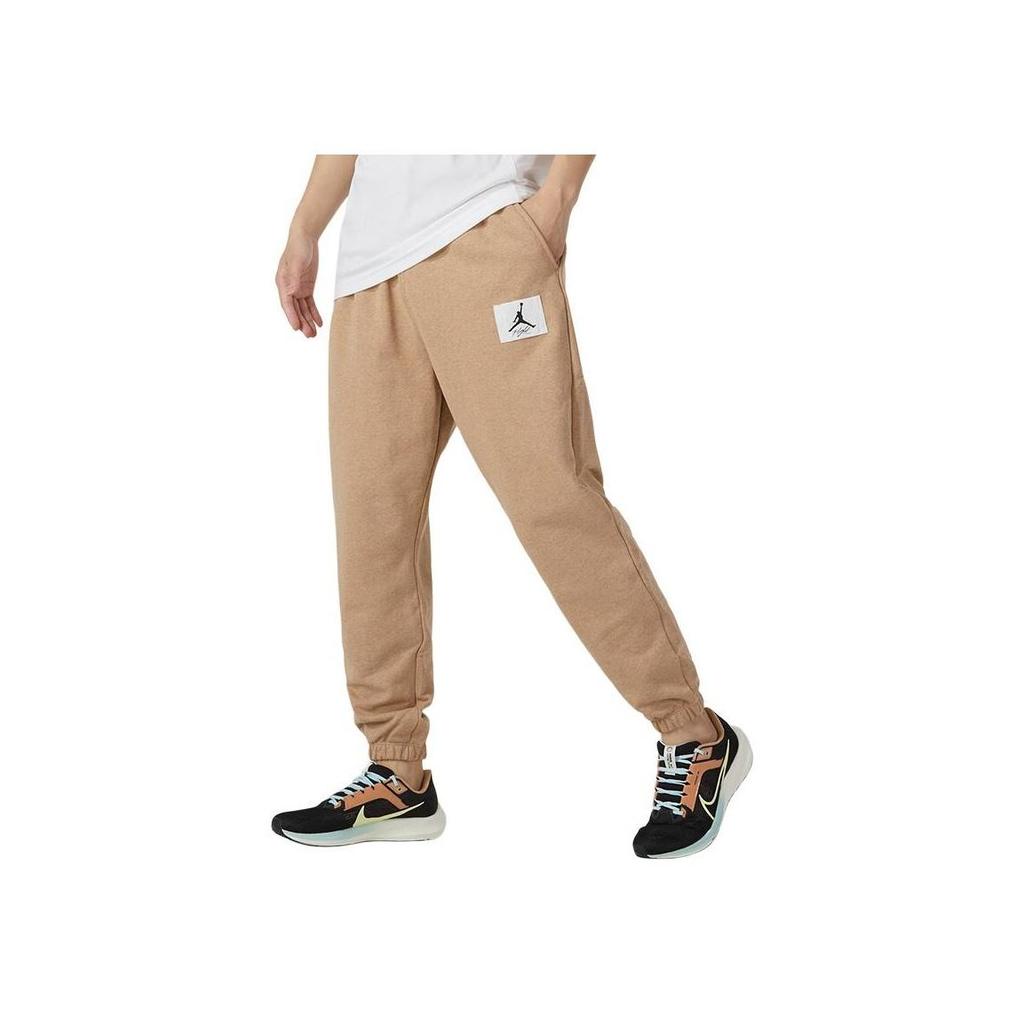 Jordan Geborduurd Logo Trekkoord Gebreide Joggingbroek met Fleece Voering Heren Broeken Khaki DQ7469-201