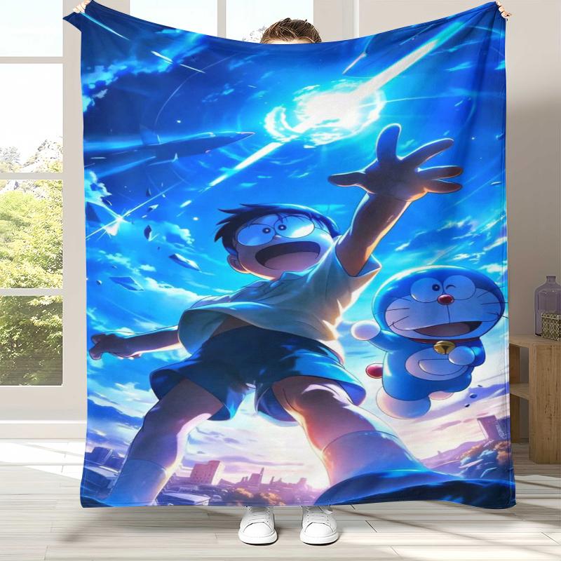 Dream Doraemon Cartoon Flannel Blanket,Ultra Soft Warm Plush Throw for Home Bedroom Bed Sofa Cover Office picnic gift kids