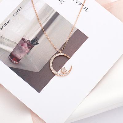 New Fashion Moon Star Pendant Necklace Women Delicate Luxury Temperament Wedding Banquet Jewelry Accessories