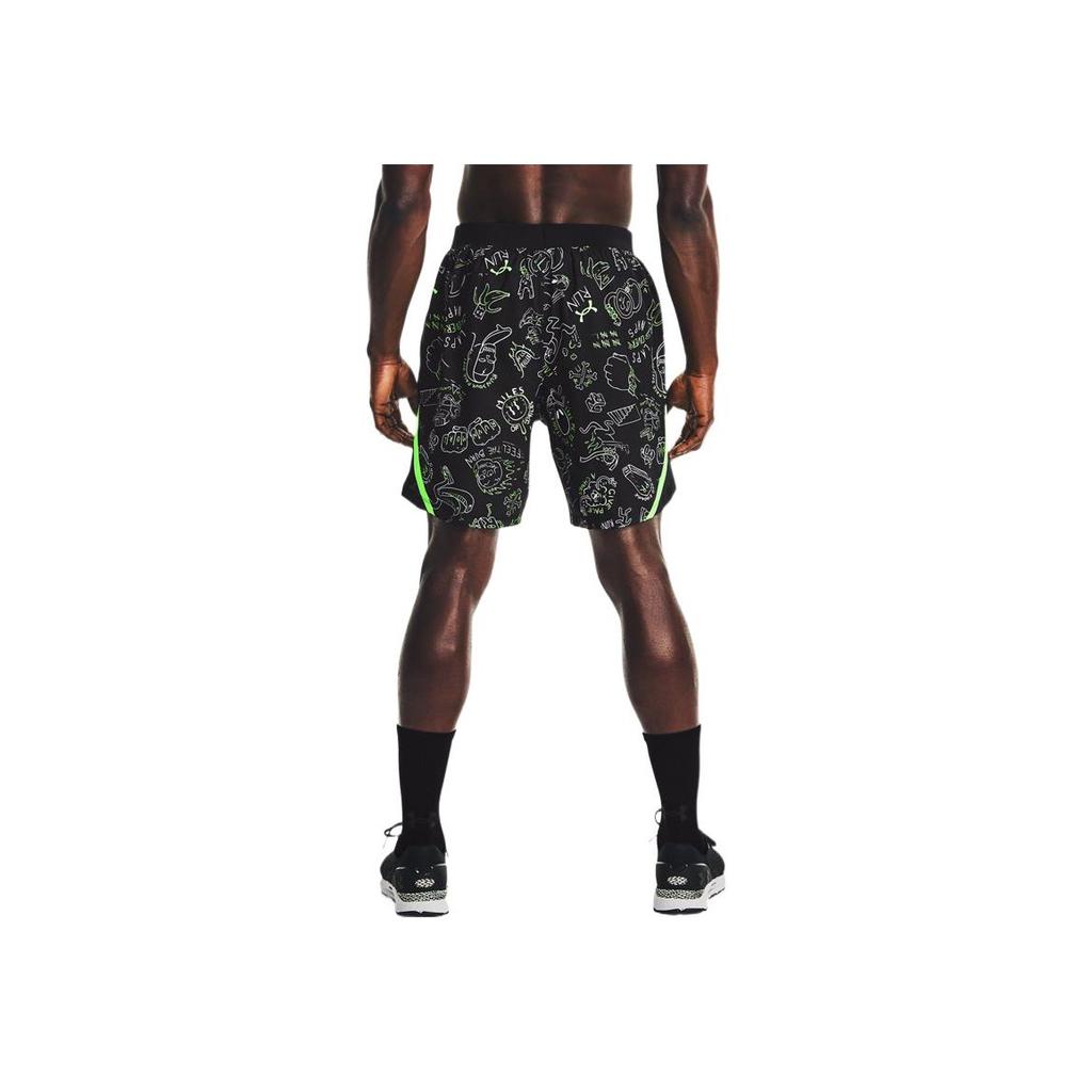 Under Armour All Over Print Elastic Waist Straight Leg Shorts Men Shorts Black 1361496-001