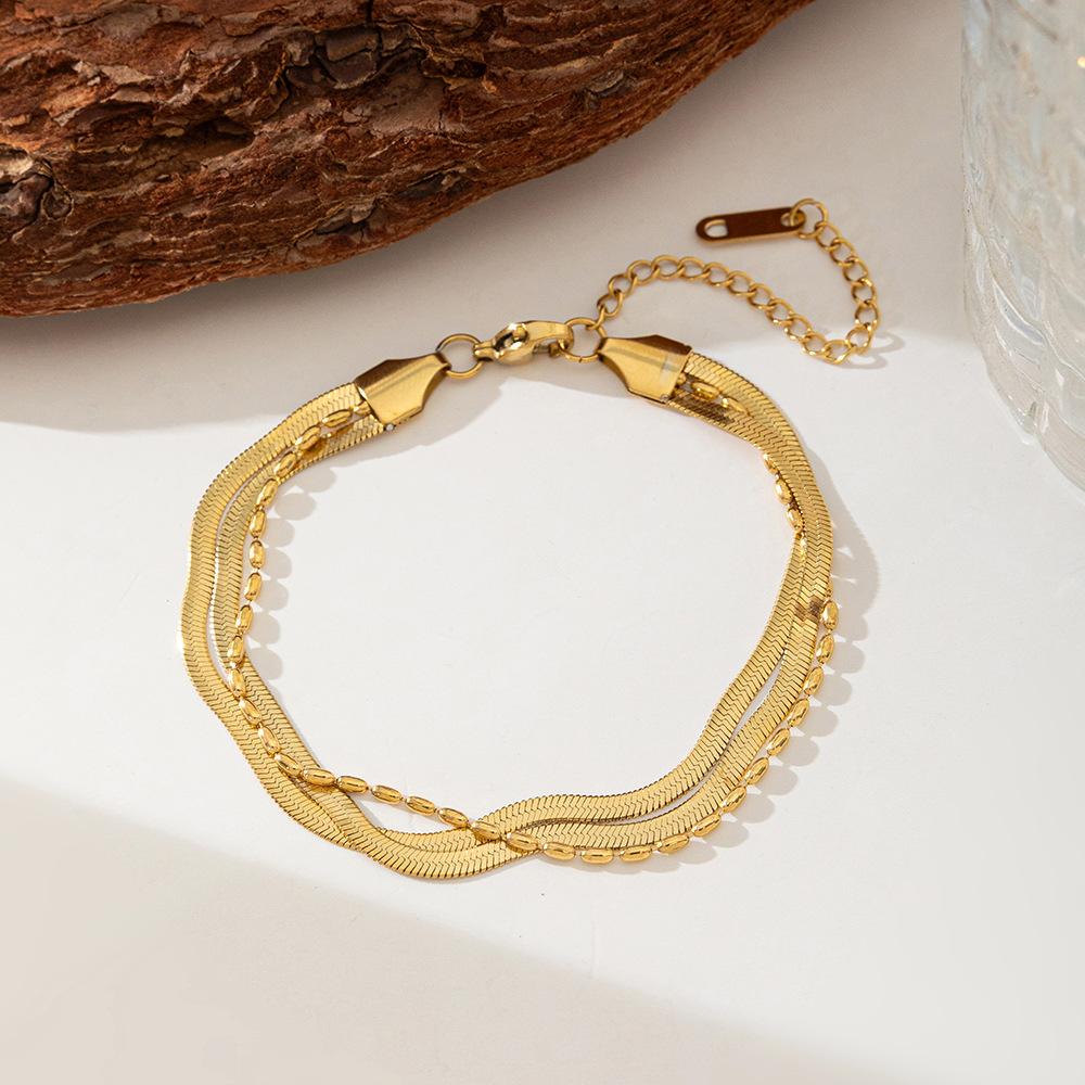 

Модное двухслойное ожерелье, женское, нишевое, легкое, роскошное, двухслойное, змеиная цепочка из кости, летний браслет